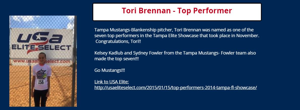 Tori Brennan Top Performer......