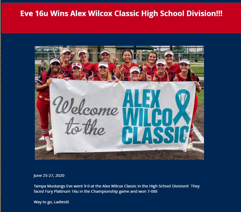 Eve 16u  Champions of Alex Wilcox Classic HS Division