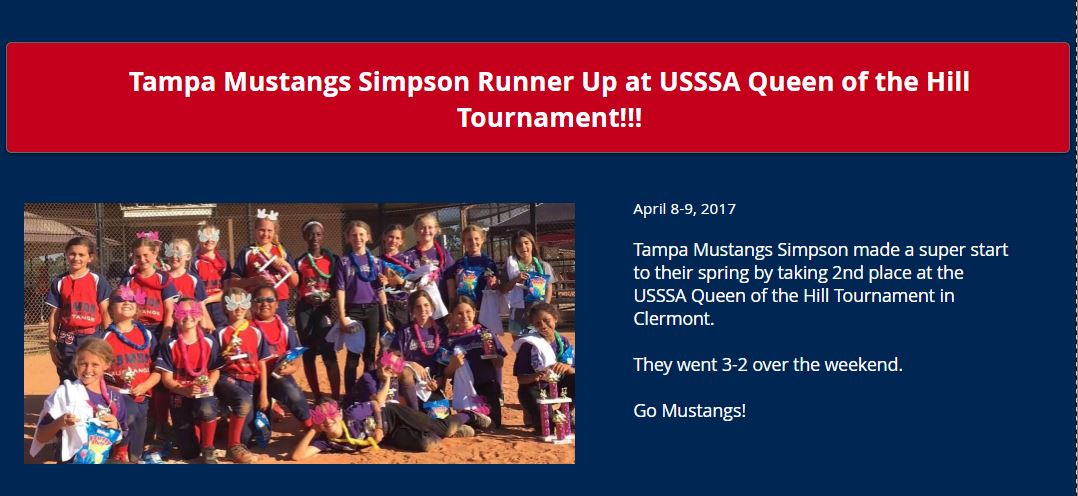 Simpson 10u Runner Up at USSSA Queen of the Hill......