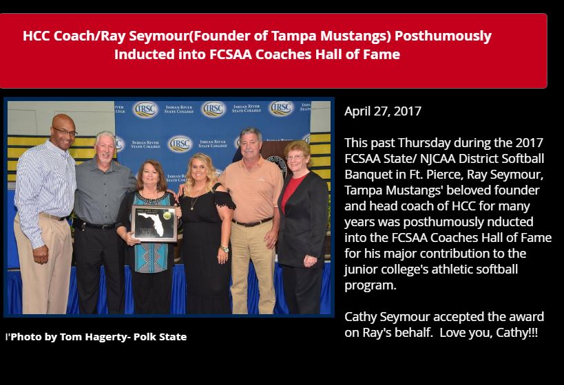 HCC Coach/Ray Seymour Posthumously Inducted into FCSAA Coaches Hall of Fame