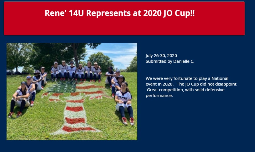 Rene' 14u Represents at JO Cup!!!