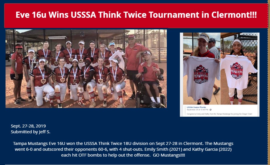 Eve 16u Wins USSSA Think Twice Tournament
