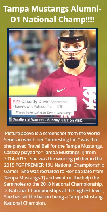 Tampa Mustangs Alumni D1 National Champ (Cassidy Davis).......