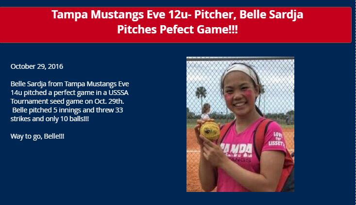 Eve 14u Pitcher Throws Perfect Game......