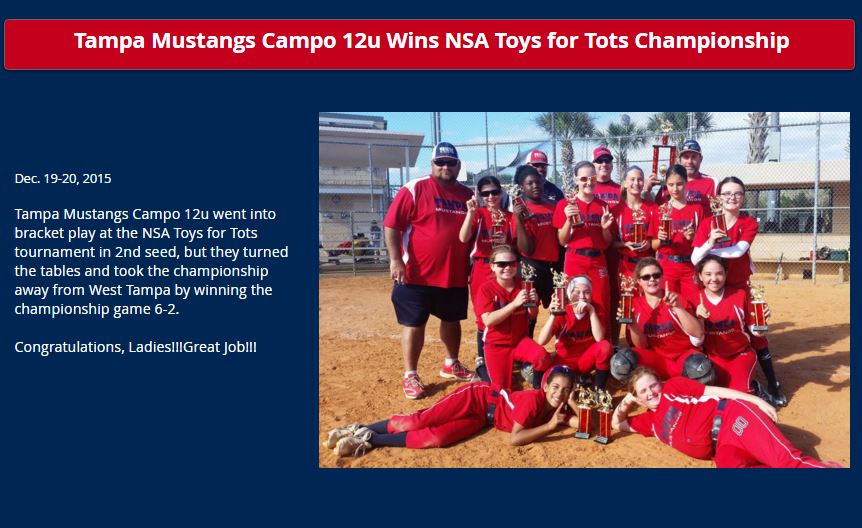 Campo 12u Captures NSA Toys for Tots Championship...