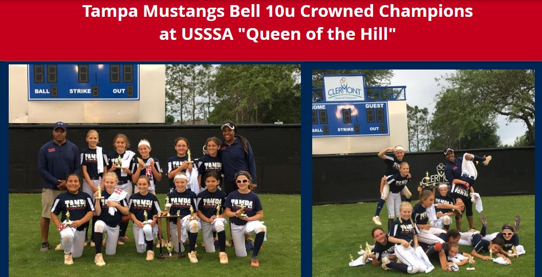 Tampa Mustangs Bell 10u Crowned Champions at "Queen of Hill"........