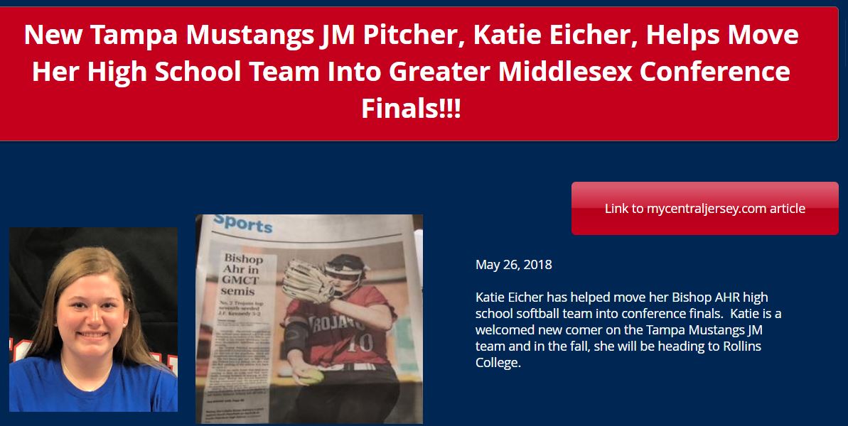 New Mustangs JM Pitcher Helps her HS team into Conference Finals...............