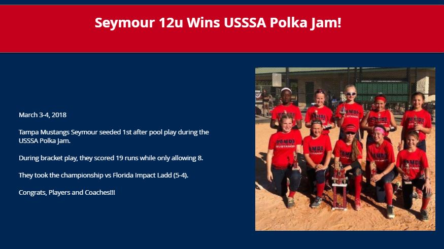 Seymour 12u Wins USSSA Polka Jam.......