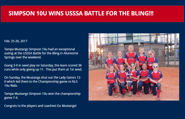 Simpson 10u Wins USSSA Battle for the Bling....